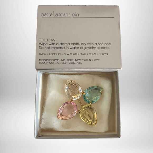 Vintage Pastel Hues Earrings and Accent Brooch Avon Exclusive - Signed - NIB - Picture 5 of 7